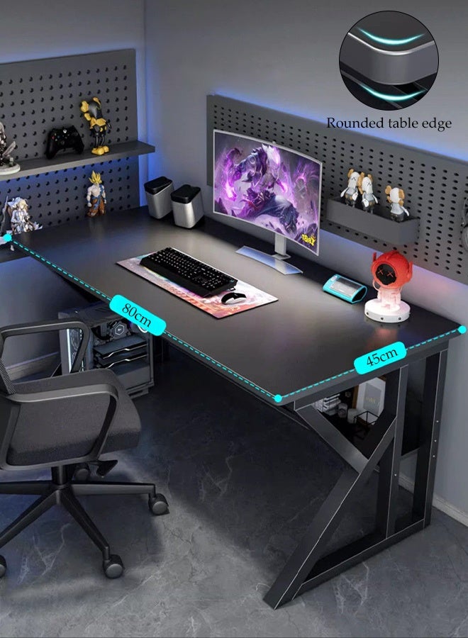 Spides Double K Frame Design Gaming Desk Multipurpose Home Office Computer Desk with Under Table Storage Shelf Home Office Writing Study Desk Thickened Metal Frame Modern Simple Style Computer Table for Home Work Writing Study, Black - Image 1